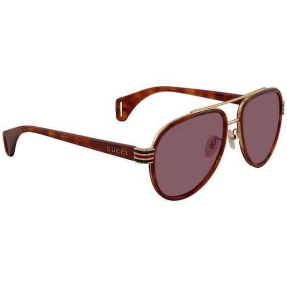 NEW Gucci Red Havana Aviator Men's Sunglasses - Picture 1 of 4
